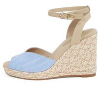 Tommy Hilfiger Espadrilles Compensées Femme Chambray High à Bride Cheville, Bleu (Blue Spell), 37