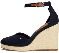 Tommy Hilfiger Espadrilles Compensées Femme Flag Closed Toe à Bride Cheville, Bleu (Space Blue), 39