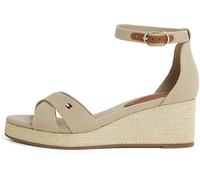 Tommy Hilfiger Espadrilles Compensées Femme Flag Criss-Cros Mid à Bride Cheville, Beige (Horseradish), 41