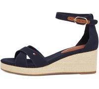 Tommy Hilfiger Espadrilles Compensées Femme Flag Criss-Cros Mid à Bride Cheville, Bleu (Space Blue), 38