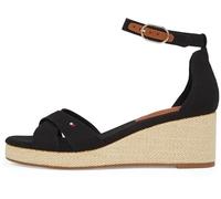 Tommy Hilfiger Espadrilles Compensées Femme Flag Criss-Cros Mid à Bride Cheville, Noir (Black), 40