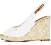 Tommy Hilfiger Espadrilles Compensées Femme Flag High Slingback à Bride Cheville, Blanc (Ecru), 39