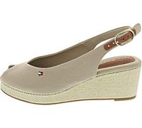 Tommy Hilfiger Espadrilles Compensées Femme Flag Mid Slingback Bride Réglable, Beige (Horseradish), 38