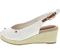 Tommy Hilfiger Espadrilles Compensées Femme Flag Mid Slingback Bride Réglable, Blanc (Ecru), 41