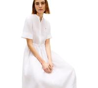 Tommy Hilfiger Ess Linen Robe Chemise midi SS WW0WW49633, Blanc, M
