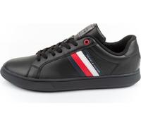 Tommy Hilfiger Essential Leather Cupsole - Chaussures Hommes Sneakers Cuir Noir FM0FM04921-0GK , EU 45 UK 10.5