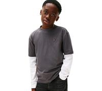 Tommy Hilfiger Faded Graphic T-Shirt SS Kb0kb10056 S/S, Grey (Washed Black), 16 Ans Garçon