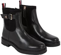 Tommy Hilfiger Femme Bottes Low Boot Material Mix Bottines, Noir (Black), 36 EU
