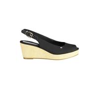Tommy Hilfiger, Femme, Chaussures, Noir, Taille: 40 EU Sandale compensée en cuir