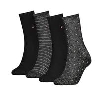 Tommy Hilfiger Femme Dot & Stripe Chaussettes Classiques, Lurex Noir, 3-5 EU