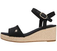 Tommy Hilfiger Femme Mid Woven Wedge Espad Fringe Fw0fw09470 Espadrilles compensées, Black (Black), 41 EU