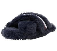 Tommy Hilfiger Femme Pantoufle d'intérieur à Bretelles croisées en Fourrure Chausson, Bleu Spatial, 36 EU
