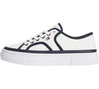 Tommy Hilfiger Femme Platform Vulc Sneaker Piping Fw0fw09394 Bas, Blue (Ecru/Space Blue), 40 EU