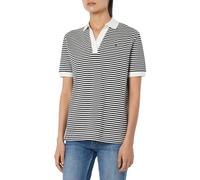 Tommy Hilfiger Femme Polo Manches Courtes Regular, Multicolore (Mini Stp Desert Sky/ White), L