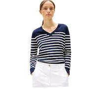 Tommy Hilfiger Femme Pull Jersey V-Neck Pull en Maille, Multicolore (Her STP Dark Night Navy/Country Iv), XL
