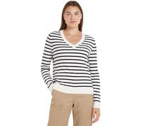 Tommy Hilfiger Femme Pull Jersey V-Neck Pull en Maille, Multicolore (Ivory Petal/Desert Sky STP), XS