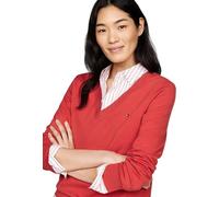 Tommy Hilfiger Femme Pull Jersey V-Neck Pull en Maille, Rouge (Terra Red), XS