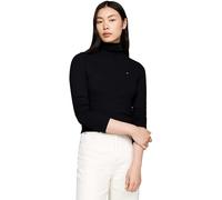 Tommy Hilfiger Femme Pull Slim Rib Roll-Neck Col Roulé, Noir (Black), M