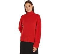 Tommy Hilfiger Femme Pull Wool Blend Mock-Neck Pull en Maille, Rouge (Fireworks), S