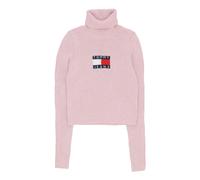 Tommy Hilfiger, Femme, Pulls, Rose, Taille: 38 FR Pull Col Roulé Mélange avec Drapeau