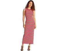 Tommy Hilfiger Femme Robe Midi Dress Slim Fit, Multicolore (Primary Red/Ecru STP), L