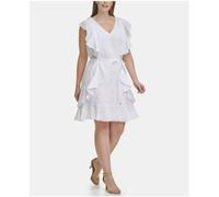 Tommy Hilfiger Femme Robe X0SA1BV1 Coton Blanc Blend avec Ceinture Fermeture 22W
