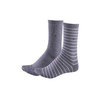 Tommy Hilfiger Femme Small Stripe Women's Socks (2 Pack) chaussettes Not Applicable, Mélange Gris Moyen, 35/38