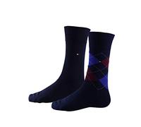 Tommy Hilfiger Femme Tommy Hilfiger Check Men's Socks (2 Pack) chaussettes, Marine/rouge, 43-46 EU