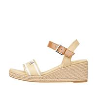 Tommy Hilfiger Femme Webbing Wedge Sandalfw0Fw08044 Espadrilles compensées, Beige (Harvest Wheat), 38.5 EU