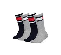 Tommy Hilfiger Flag 4 Pack Ecom, Chaussette d'équipage enfant unisexe, middle grey melange/navy, 31-34