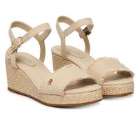 Tommy Hilfiger FW0FW09470 Espadrilles Sandales à Franges Beige à Talon Compensé