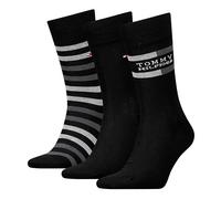 Tommy Hilfiger Giftbox Tommy Stripe Classic Sock, Noir, 43-46 (Lot de 3) Hommes