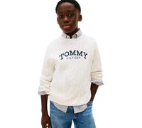 Tommy Hilfiger Graphic Cable CN Sweater Kb0kb10347 Pull-Over, White (Ivory Silk), 14 Ans Garçon