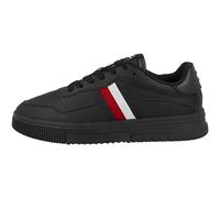 Tommy Hilfiger Homme Baskets Cuvette Supercup Leather Stripes Chaussures, Noir (Triple Black), 44 EU