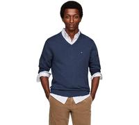 Tommy Hilfiger Homme Pull Cashmere V Neck Pull en Maille, Bleu (Aegean Sea Heather), M