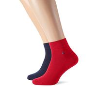 Tommy Hilfiger Homme Quarter Chaussettes, Bleu Marine / Rouge, 39-42 EU