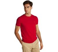 Tommy Hilfiger Homme T-Shirt Manches Courtes Stretch Slim Fit Col Ras-du-Cou, Multicolore (Medium Red), XL