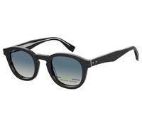 Tommy Hilfiger Homme TH 2031/S 807/UY Lunettes de soleil Acétate Noir Bleu Ronde Normale Ombré