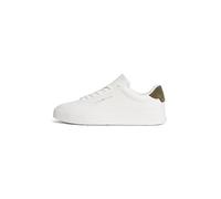 Tommy Hilfiger Homme Th Court LTH Detail Baskets, Écru/Vert Kaki, 43 EU