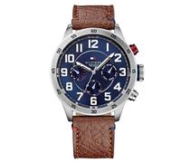 Tommy Hilfiger Hommes 1791066 Montre en acier inoxydable avec bracelet en cuir brun UK