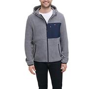 Tommy Hilfiger Hooded Performance Fleece Jacket Veste, Gris Clair/Bleu Marine, XL Homme