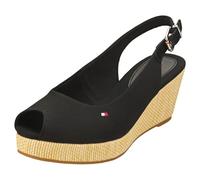 Tommy Hilfiger Chaussures Femme Semelles Compensées Espadrilles Iconic Elba Sling Back Wedge Talon Compensé, Noir (Black), 40 EU