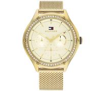 Tommy Hilfiger Montre Analogique Multifunction à Quartz pour Femme avec Bracelet Milanais en Acier Inoxydable de Couleur Dorée - 1782655