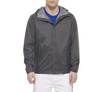 Tommy Hilfiger Men's Lightweight Breathable Waterproof Hooded Rain Jacket Imperméable, Gris Anthracite, M Homme