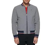 Tommy Hilfiger Lightweight Varsity Rib Knit Bomber Jacket Veste Shell, Coque Souple Gris chiné, L Homme