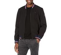 Tommy Hilfiger Blouson aviateur léger en Maille côtelée Veste Shell, Coque Souple Noire, M Homme
