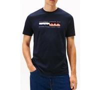 Tommy Hilfiger T-Shirt Manches Courtes Homme Colour Block Graphic avec Col Ras-du-Cou, Bleu (Desert Sky), L