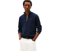 Tommy Hilfiger Long Sleeve Cotton Quarter Zip Pullover Sweater Sweater Pull Bleu Marine Classique Large pour Homme, Bleu Marine Classique, L