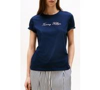 Tommy Hilfiger Lurex Script Regular Fit T-shirt Navy Taille: M | Chemises Outlet | Femme | Bleu