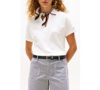 Tommy Hilfiger Polo Manches Courtes Femme Lyocell Tipping Open sans Patte de Boutonnage, Blanc (Ecru), S
